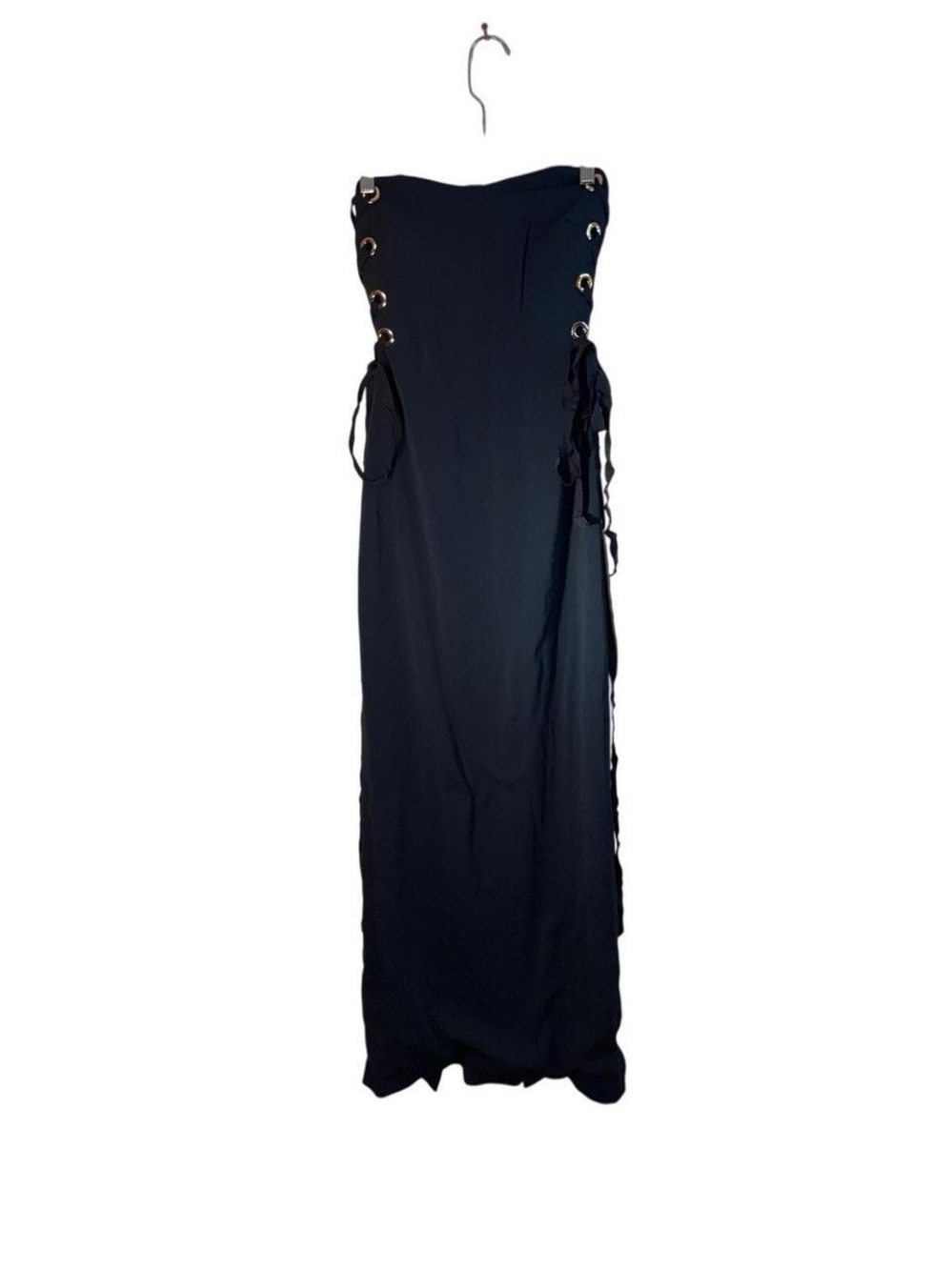 Badgley Mischka Strapless Black Gown with Lace-Up Sides